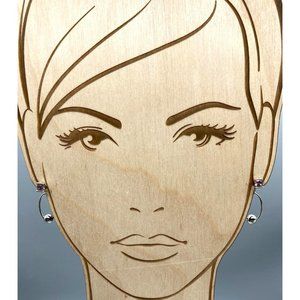 Vintage Pastel Square Cut Crystal Stud Earrings with Silver Tone Oval and Bead